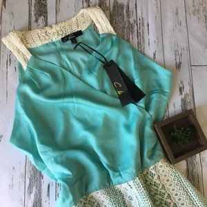 NWT C. Luce Mint Green Beige lace Cocktail Dress